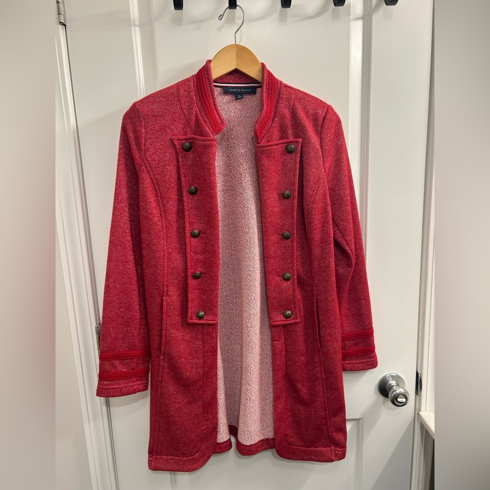 Tommy Hilfiger Sparkly Red Capulet Coat Sz S